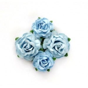 Цветы чайной розы, 2 шт - диам 4 см, 2 шт- диам 3 см, голубые SCB 291808